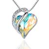 Cross-border New Ocean Heart Crystal Pendant Presente de aniversário Clavícula Corrente Amor Dezembro Birthstone Colar