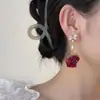 Brincos Simples Estilo Floresta Rosa Seco para Mulheres, Luxo Acessível, Alto Padrão, Nicho, Doce Elegante, Brincos e Brincos de Flor Imortal