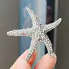 Broche de Estrela do Mar com Diamantes Retrô Europeu e Americano Transfronteiriço Broche de Nicho de Luxo Feminino DIY Atacado Terno Corsage de Luxo