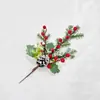 Set Navideño Combinado de Gran Venta Transfronteriza Fruta de Acebo Rojo Flor de Pino Bayas Ramo de Agujas de Pino Caja de Regalo Accesorios de Decoración Festiva