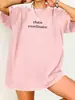 Camisa Casual de Algodón Puro para Mujer 2025, Cuello Redondo, Manga Corta, Estampada de Algodón Europeo, Americano y del Sudeste Asiático