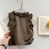 Chegadas de Verão 2026 Roupas Infantis: Roupas de Verão para Meninas, Camisa de Verão com Renda Sem Mangas Estilo Coreano