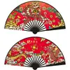 No ser nadie. 1 en el año del dragón abanico para hombre estilo nacional mujer ropa china popular en línea abanico de plástico antiguo de doble cara abanico plegable de tela de seda