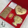 Novo Bolo em Forma de Coração Dourado Aniversário 520 Dia dos Namorados Conjunto de Luxo Presente para Namorada com Buquê Caixa de Presente de Casamento
