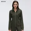 Jaqueta casual esportiva feminina DF levemente solta, secagem rápida, respirável, modeladora, adequada para yoga, fitness e corrida, blusa de manga longa
