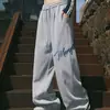 Calças de dança hiphop jazz cinza americanas outono novo bordado soltas perna larga casuais esportivas jogger