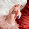 Anel de Prata 925 Tendência Estilo Frio Dedo Indicador Cyber Celebrity Fashionável Personalizado Retro Argola Redonda Aberto Ajustável de Prata Esterlina para Mulheres