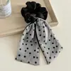 Goma para el pelo de satén con lunares y lazo estilo coreano con un toque de alta gama, cuerda versátil para coleta y elegante accesorio para el cabello