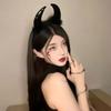 Tocado Oscuro de Halloween Diadema Orejas de Elfo de Demonio Cuerno Disfraz Horquilla Accesorios para el Cabello Diadema para Mujer Accesorios para Fotos