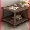 Mesa Pequena de Madeira Maciça, Mesa Lateral de Sofá, Mesa de Centro para Sala de Estar com Prateleira de Armazenamento, Mesa Quadrada para Apartamento Pequeno, Suporte para Aquário e Impressora