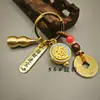 Zodíaco Chino Tendencia Nacional Estilo Antiguo Cuenco de Tesoros Colgante Regalo Creativo Atracción de Riqueza Pieza de Mano Llavero Colgante Giratorio