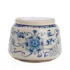 Jingdezhen Imitação Forno Song Ru Azul e Branco Lótus Pote de Chá Pote Selado Pequeno Pu'Er Chá Vermelho e Verde Pote de Armazenamento de Cerâmica