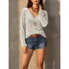 Europa Transfronteriza 2026 Otoño/Invierno Nueva Ropa de Mujer Casual Retro Cuello en V Terciopelo Manga Larga Color Sólido Commute Capa Base Superior