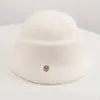 Chapéu alto preto elegante estilo Hepburn francês feminino outono inverno retrô mostra rosto pequeno aba enrolada chapéu de feltro de lã socialite chapéu de pescador