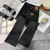 Jeans ajustados para mujer 2023 Primavera y Otoño Nuevo Cintura alta adelgazantes borde deshilachado trapeador pantalones acampanados pantalones de herradura pequeño