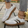 Tênis de treino alemão feminino de sola reta, novo modelo de primavera 2026 para comércio exterior, tênis esportivos versáteis de nicho, sapatos casuais brancos para mulheres, estampa de leopardo