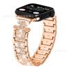 Adecuado para Apple Iwatch10/9/8/7 con Correa de Reloj Inteligente Ultra Metálica de Diamantes en Forma de D de Tres Cuentas de Diamantes