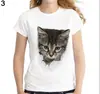 2020wish Camiseta feminina de manga curta solta com estampa de gato 3D roupas femininas de manga curta peça única entrega roupa feminina
