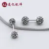 Aretes Shambala Personalizados de Plata Pura S999, Aretes de Bola Redonda Completamente Diamantados, Aretes Espirales, Aretes de Tornillo con Pedrería, Accesorios para Orejas