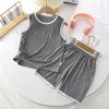 Conjunto de Shorts e Colete Infantil de Modal para Casa Roupa de Dormir Classe A Novo Verão Pijama Fino Venda Quente Roupas com Ar Condicionado