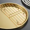 Plato Redondo de Acero Inoxidable 304 Estilo Coreano Plato Escurridor para Tempura Bocadillos Plato para Fruta Estilo Occidental Plato Multifuncional para Barbacoa con Escurridor Plato para Cena
