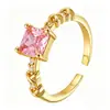 Anillo Mariposa Abierto Ajustable de Circonia Venta Caliente Europea y Americana Anillo de Dedo Flor Dulce Lindo para Mujer Chapado en Cobre Oro Real 18K