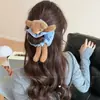 Scrunchie de pelúcia 3D super fofo de urso xadrez acessório de cabelo chique estiloso de alta qualidade feminino
