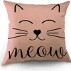 Funda de almohada de gato Funda de almohada de lino de gato Funda de almohada para sofá sala de estar Funda de almohada Hogar Nuevo Amazon Transfronterizo