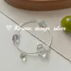 Pulsera de Verano Fresca Estilo Coreano Plata de Ley S925 Cristal Transparente Forma de Corazón Nudo de Bambú Amatista Aguamarina Cuerda Elástica