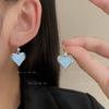 Pendientes de libro rojo con amor azul claro para mujer, temperamento sencillo, de alta gama, con forma de corazón, gancho para la oreja, moda, pequeños y frescos.