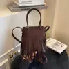 Bolso de Mano de Gamuza Felpa Moda Retro con Borlas Bolso Versátil de Hombro Cruzado de Moda Amazon de Alto Nivel Bolso de Temperamento para el Trabajo