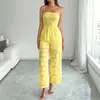 Mono de Verano Transfronterizo Europeo y Americano 2026 Nuevo Estilo Sexy de Vacaciones Sin Mangas Sin Tirantes Jacquard Pierna Ancha