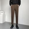 Pantalones Casuales Versátiles Drapeados de Primavera y Verano para Hombre, Pantalones Slim de Nueve Puntos Estilo Coreano, Pantalones de Pierna Pequeña con Aspecto Adelgazante, Pantalones de Traje, Modernos