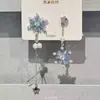 Pendientes de Copo de Nieve Hielo Azul Asimétricos con Borlas de Perlas para Otoño e Invierno Diseño de Nicho Pendientes Nuevos Elegantes de Gama Alta Pendientes