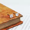 Brincos de Prata Esterlina S990 Estilo Estrela Coreana Quadrado Zircônia Brincos de Prata Adequados para Homens e Mulheres Brincos