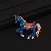 Broche de Cavalo do Zodíaco Esmaltado com Diamante Retro Transfronteiriço Corsage de Sucesso de Alta Qualidade Pin de Lapela Acessórios para Terno