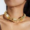 Moda Transfronteriza Europea y Americana CCB Nueva Cadena Clavicular con Empalme de Letras Estilo Europeo y Americano Collar Geométrico Rectangular Joyería Mujer