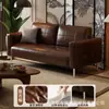 Sofá pequeño estilo vintage para apartamento, sofá de cuero, sofá moderno de mediados de siglo para sala de estar, sofá para apartamento, sofá de dos plazas, sofá para tienda de ropa, sofá de cuero italiano