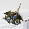 Ramos de Flores Artificiales de Borde Quemado Transfronterizos, Rosas de Borde Quemado, Decoración del Hogar, Decoración de Hotel, Flores Falsas, Venta al por Mayor desde Fabricante