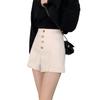 Calça Casual Explosiva Feminina Outono e Verão Novo Cintura Alta Emagrecimento Solta Perna Larga Calças Roupa Externa Shorts Base Versátil Botas Tendência