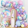 Globos de Alas de Mariposa Moradas Decoraciones para Fiesta de Cumpleaños Infantil Set de Arco de Globos para Aniversario de Boda