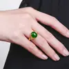 Anel de venda quente banhado a ouro com incrustação de jaspe Hetian anel de calcedônia ao vivo anel feminino presente de aniversário para mãe