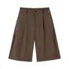 Yidao Vintage 2026 Verão Nova Marca Americana Tendência Retro Cor Sólida Solto Casual Caimento Calça de Terno Manga Três Quartos Masculino