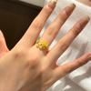 Novo Anel Rosa Envolvente de Dedo Retrô Antigo com Diamantes, Estilo Pequeno e Fragrante, Anel de Flor Versátil Banhado a Ouro