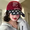 Linda Gorra de Béisbol de Lunares Borgoña de Rilakkuma para Mujer 2026 Nuevo Estilo Sombrero de Ala Ancha Que Hace que la Cara Se Vea Más Pequeña