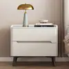 Mesita de noche de madera maciza pizarra cuero lujo ligero, uso doméstico simple, almacenamiento moderno de gama alta para dormitorio, modelo pequeño nuevo