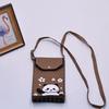 Bolso para teléfono móvil de estilo coreano con diseño de panda pequeño, bandolera de punto, bolso de mano con solapa, bolso informal para salir