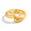 Pulsera Popular Transfronteriza de Metal Brillante con Forma de Ola Estilo Minimalista Europeo y Americano Pulsera Abierta Irregular Fábrica de Joyería para Mujer