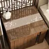 Nuevo Mantel de Mesa Estilo Chino, Cubierta de Mesa de Noche de Vidrio Blando Transparente de PVC Estilo Chino, Impermeable, Resistente al Aceite, Resistente al Calor, Lavable