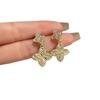 Pendientes de trébol con incrustaciones de diamantes, pendientes femeninos de nicho, únicos, ligeros, de lujo, de alta calidad, nueva joyería popular para las orejas 2024